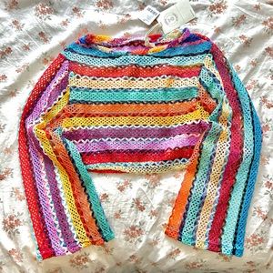 NWT Urban Outfitters Cropped Rainbow Sweater